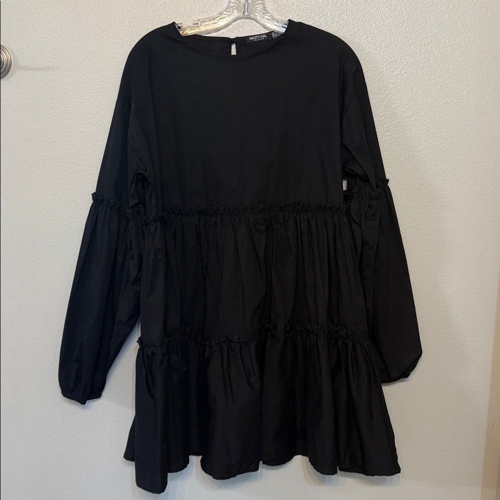 Nasty Gal Black Tiered Long Sleeve Dress
